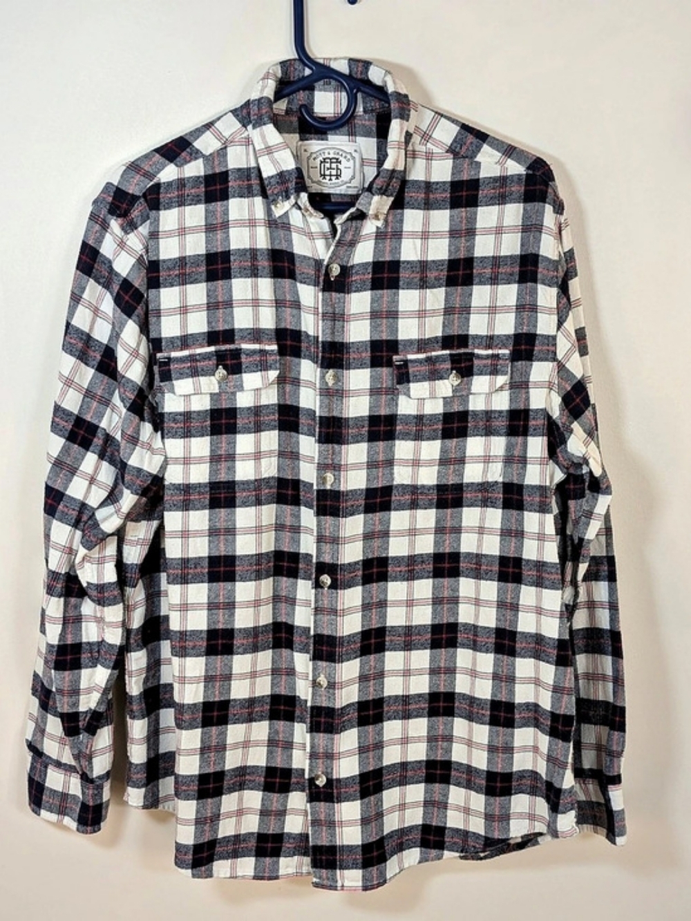Mott & Grand Men's Plaid Cotton Shirt Size XL Like New
